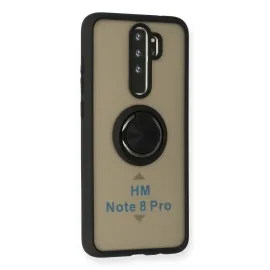 Newface Xiaomi Redmi Note 8 Pro Kılıf Montreal Yüzüklü Silikon Kapak - Siyah