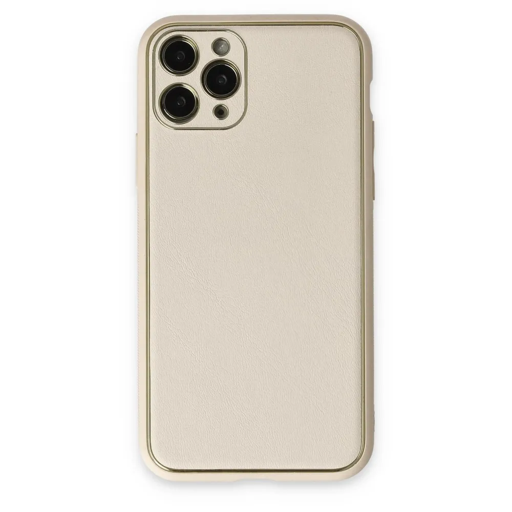 Newface Iphone 11 Pro Max Kılıf Coco Deri Silikon Kapak - Beyaz