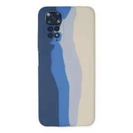 Newface Xiaomi Redmi Note 11 Kılıf Ebruli Lansman Silikon - Lacivert-Krem