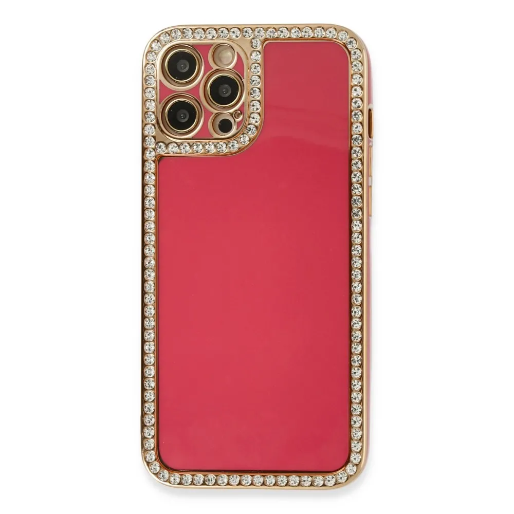 Newface Iphone 12 Pro Kılıf Solo Taşlı Silikon - Pembe