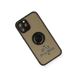 Newface Iphone 12 Pro Max Kılıf Montreal Yüzüklü Silikon Kapak - Siyah