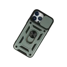 Newface Iphone 13 Pro Kılıf Pars Lens Yüzüklü Silikon - Yeşil