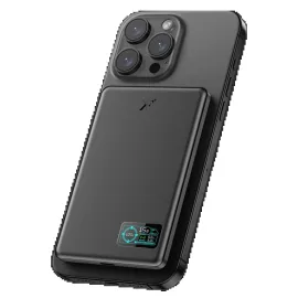 Newface PW595 5.000 mAh Dijital Göstergeli 20W Type-C ve 15W Kablosuz Şarj PD Hızlı Şarj Magsafe Powerbank - Siyah