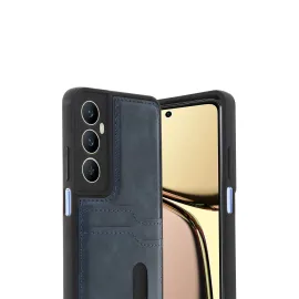 Newface Realme C65 Sara Kartvizitli Deri Kılıf - Lacivert