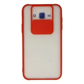 Newface Samsung Galaxy J7 Kılıf Palm Buzlu Kamera Sürgülü Silikon - Kırmızı