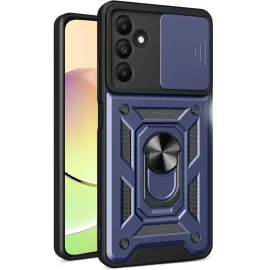 Newface Samsung Galaxy M15 Kılıf Pars Lens Yüzüklü Silikon - Lacivert