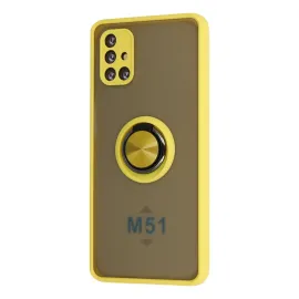 Newface Samsung Galaxy M51 Kılıf Montreal Yüzüklü Silikon Kapak - Sarı