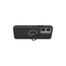 Newface Vivo Y16 Kılıf Montreal Yüzüklü Silikon Kapak - Siyah