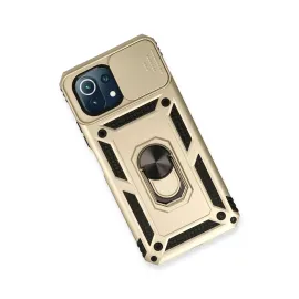 Newface Xiaomi Mi 11 Lite Kılıf Pars Lens Yüzüklü Silikon - Gold