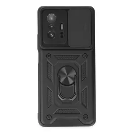 Newface Xiaomi Mi 11T Pro Kılıf Pars Lens Yüzüklü Silikon - Siyah