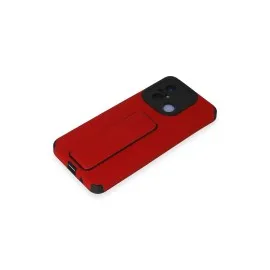 Newface Xiaomi Redmi 12C Kılıf Mega Standlı Silikon - Kırmızı