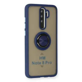 Newface Xiaomi Redmi Note 8 Pro Kılıf Montreal Yüzüklü Silikon Kapak - Lacivert
