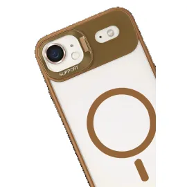 Joko Apple Iphone 17 Air Remim Lensli Magsafe Standlı Kapak - Kahverengi