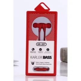 Karler Bass Kr-207 Mıknatıslı Kablolu Kulaklık - Kırmızı