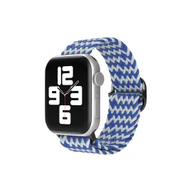 Newface Apple Watch 38mm Star Kordon - Zigzag Beyaz-Mavi