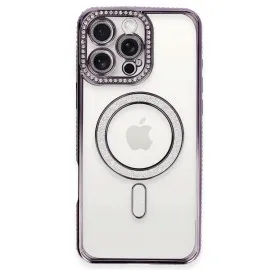 Newface Iphone 16 Pro Max Kılıf Joke Simli Magneticsafe Kılıf - Derin Mor