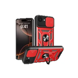 Newface Iphone 16E Kılıf Pars Lens Yüzüklü Silikon - Kırmızı