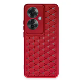 Newface Oppo Reno 11F Kılıf Petek Silikon Kapak - Kırmızı