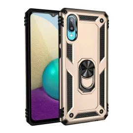 Newface Samsung Galaxy A02 Kılıf Sofya Yüzüklü Silikon Kapak - Gold