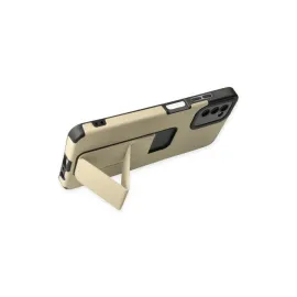 Newface Samsung Galaxy A03S Kılıf Mega Standlı Silikon - Gold