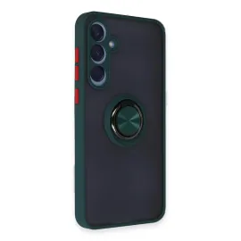 Newface Samsung Galaxy A35 5G Kılıf Montreal Yüzüklü Silikon Kapak - Yeşil