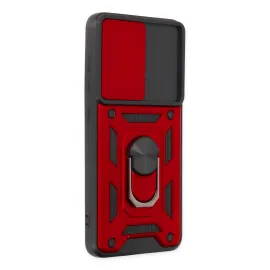 Newface Samsung Galaxy S21 Fe Kılıf Pars Lens Yüzüklü Silikon - Kırmızı