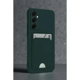 Newface Samsung Galaxy S24 Fe Kılıf Kelvin Kartvizitli Silikon - Koyu Yeşil