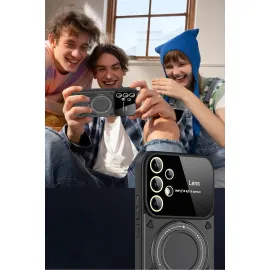 Newface Samsung Galaxy S25 Ultra Kılıf Joy Lens Standlı Kapak - Kırmızı