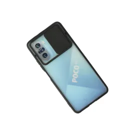 Newface Xiaomi Poco F3 Kılıf Palm Buzlu Kamera Sürgülü Silikon - Siyah