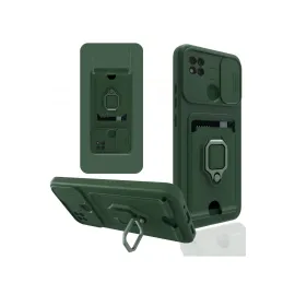 Newface Xiaomi Redmi 9C Kılıf Zuma Kartvizitli Yüzüklü Silikon - Yeşil