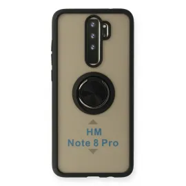 Newface Xiaomi Redmi Note 8 Pro Kılıf Montreal Yüzüklü Silikon Kapak - Siyah