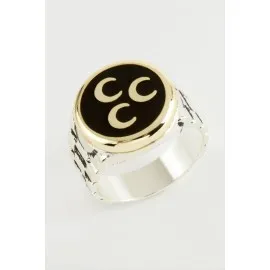 3 Hilal Metal Erkek Yüzük-Sarı