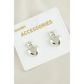 Kalp Yeni Sezon Metal Küpe-Gümüş Rengi