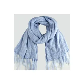 Örgülü İplik Kışlık Şal-Açık Mavi