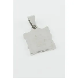 Dua Yazılı Çelik Kolye Ucu 2 cm-Gümüş Rengi