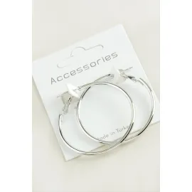 Boru Halka Küpe 4 cm-Gümüş Rengi