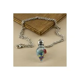 Sulu Çiçek Fanus Canlı Kolye-Renkli