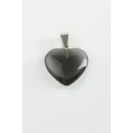 Kuvars Kalpli Doğaltaş Kolye Ucu-Siyah