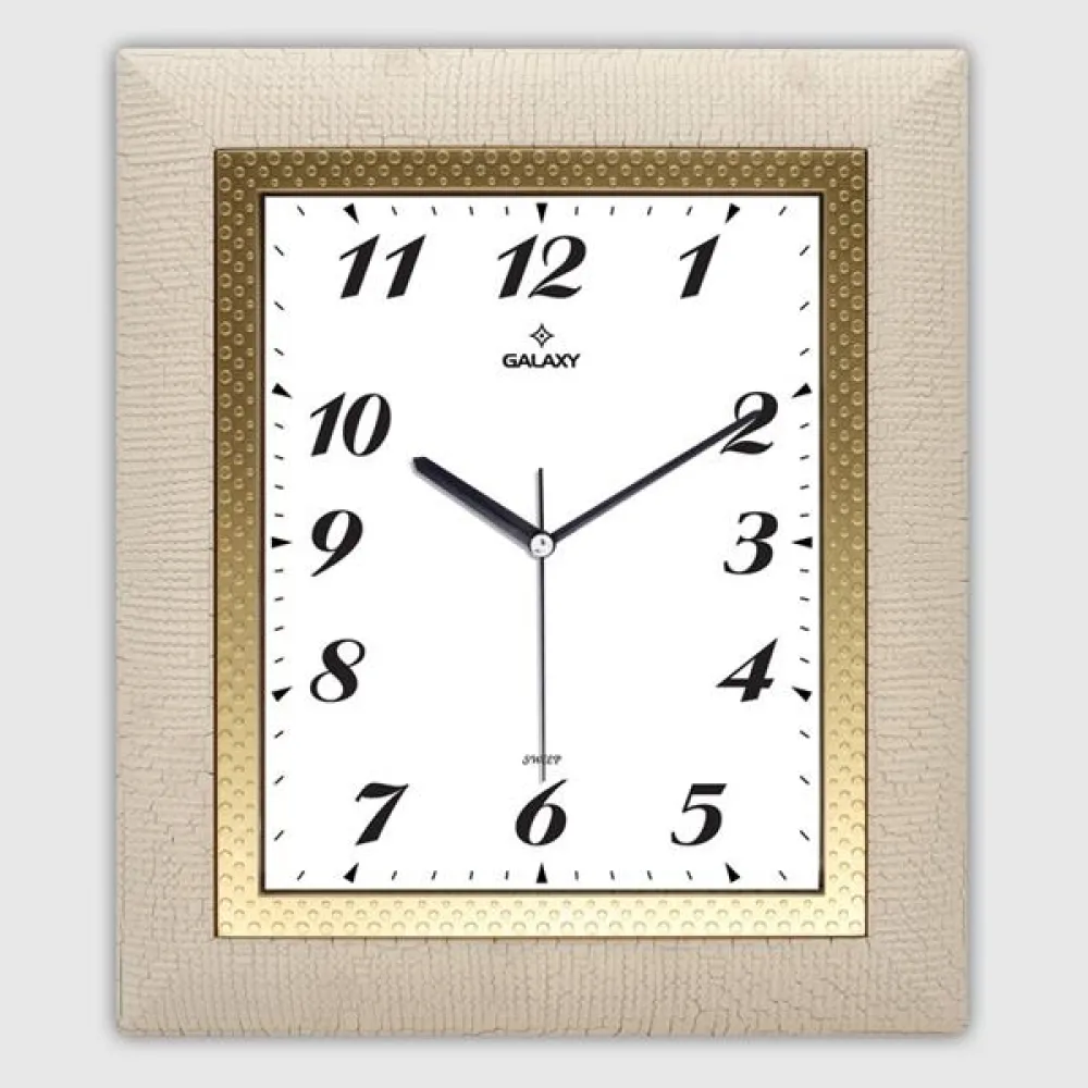 Duvar Saati Krem, Çap:30.5X35.5Cm Akrilik Boya, Varak Baski, Abs, Mineral Cam, Sessiz Makine