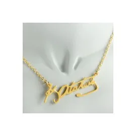 Mustafa Kemal Atatürk İmzalı Uçlu Kolye-Sarı