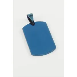 Künye İsim Yazılabilir Çelik Kolye Ucu 2,2X3,8 Cm-Mavi