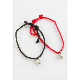 2li Kalp Mıknatıslı Arkadaşlık Bilekliği-Kırmızı