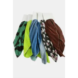 Zr Karışık Pliseli Fular 50 cm-Renkli