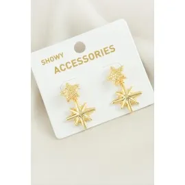 Yıldız Trend Metal Küpe-Sarı