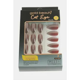 Gold 24lü Kedi Gözü Takma Tırnak-Bordo