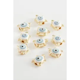 Kaplumbağa Nazar Mineli Aparat 1 Adet-Beyaz