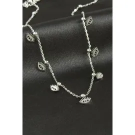 Göz Lüks Çelik Kolye-Gümüş Rengi