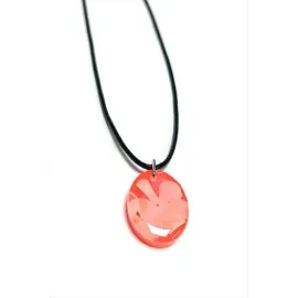 Kartopu Çiçeği Oval Epoksi Kolye-Turuncu