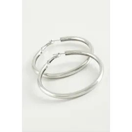 Boru Halka Küpe 5,5 cm-Gümüş Rengi