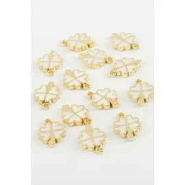 Yonca Tek Kulplu Mineli Bileklik Ve Kolye Ucu Aparatı 1 Adet-Beyaz